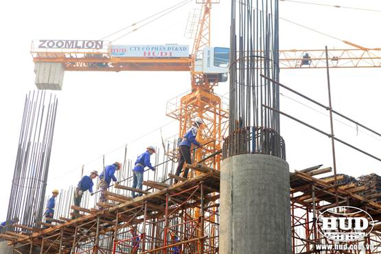Khẩn trương thi công đảm bảo tiến độ công trình HUD Tower.