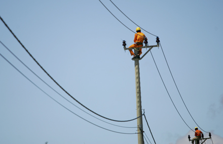 Công nhân lao động của EVN làm việc với đặc thù nghành nghề có điều kiện lao động khắc nghiệt như thế này.