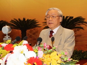 Tổng Bí thư Nguyễn Phú Trọng phát biểu khai mạc hội nghị. (Ảnh: Trí Dũng/TTXVN)