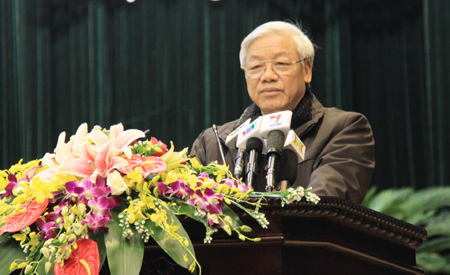 Tổng Bí thư Nguyễn Phú Trọng phát biểu chỉ đạo tại Hội nghị.