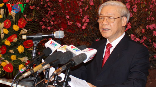 Tổng Bí thư Nguyễn Phú Trọng phát biểu chúc Tết lãnh đạo, đồng bào, chiến sĩ