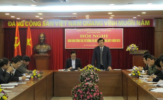 Đồng chí Trần Thanh Khê - Trưởng ban Tuyên giáo Đảng ủy Khối phát biểu tổng kết Hội nghị