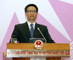 Người phát ngôn của Chính phủ, Bộ trưởng, Chủ nhiệm VPCP Vũ Đức Đam phát biểu tại họp báo thường kỳ tháng 4/2013