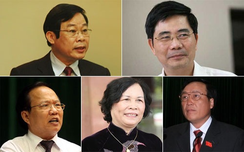 Ông Nguyễn Bắc Son, ông Cao Đức Phát, ông Hoàng Tuấn Anh, bà Phạm Thị Hải Chuyền và ông Nguyễn Hòa Bình