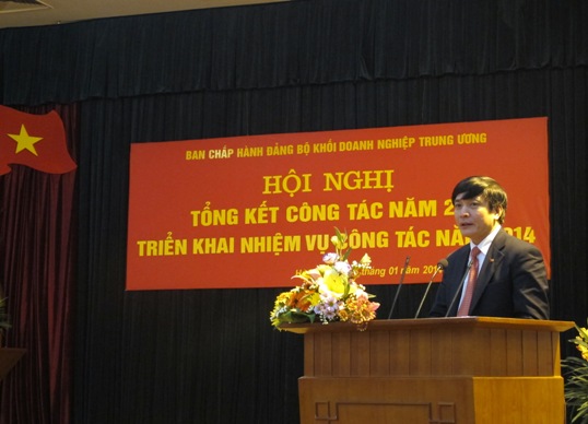 Đồng chí Bùi Văn Cường - Bí thư Đảng ủy Khối DNTW phát biểu chỉ đạo tại Hội nghị