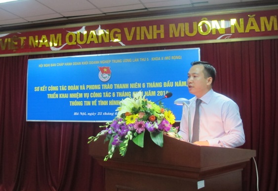 Đồng chí Hồ Xuân Trường - Bí thư Đoàn Khối DNTW phát biểu khai mạc Hội nghị