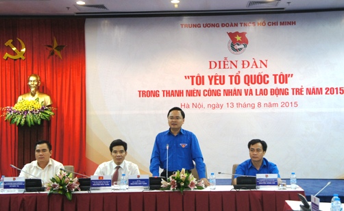 Bí thư Trung ương Đoàn Nguyễn Anh Tuấn phát biểu tại diễn đàn