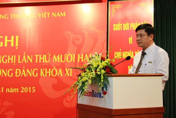 Đồng chí Trần Kiên Cường - Phó Bí thư thường trực Đảng ủy VietinBank phát biểu tại Hội nghị