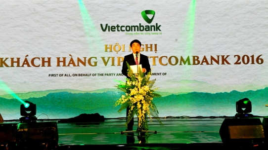 Chủ tịch HĐQT Vietcombank Nghiêm Xuân Thành phát biểu tại buổi Lễ