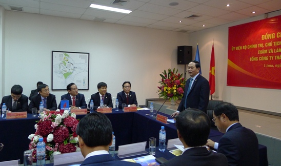 Chủ tịch nước Trần Đại Quang thăm và làm việc với chi nhánh PVEP tại Peru