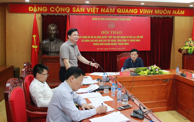 Đồng chí Ban Chỉ đạo Đổi mới và phát triển doanh nghiệp phát biểu tại Hội thảo.