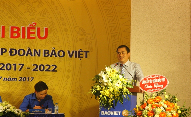 Đồng chí Vũ Đức Tú - Bí thư Đoàn Khối Doanh nghiệp Trung ương phát biểu tại Đại hội