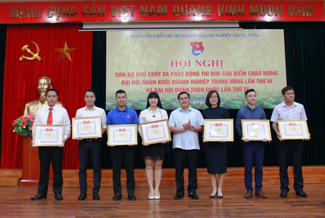 Những tập thể có thành tích xuất sắc trong phong trào thi đua giai đoạn 1 nhận khen thưởng.