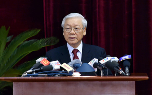 Tổng Bí thư Nguyễn Phú Trọng phát biểu bế mạc Hội nghị.