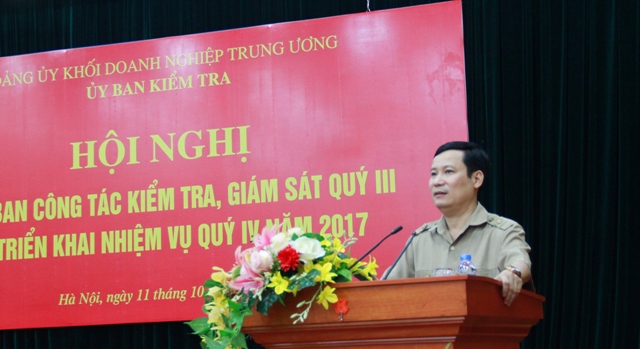 Đồng chí Phạm Tấn Công - Phó Bí thư Đảng ủy Khối phát biểu chỉ đạo tại Hội nghị.