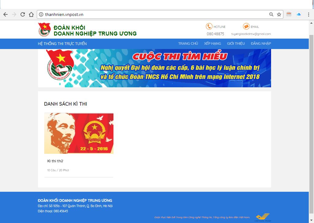 Giao diện website Cuộc thi.