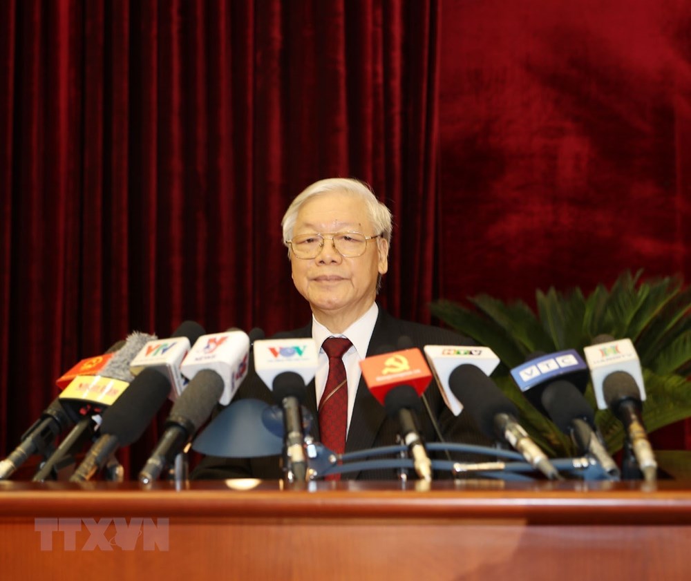 Tổng Bí thư Nguyễn Phú Trọng phát biểu bế mạc Hội nghị.