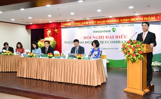 Bí thư Đảng ủy, Chủ tịch HĐQT Vietcombank Nghiêm Xuân Thành phát biểu tại Hội nghị