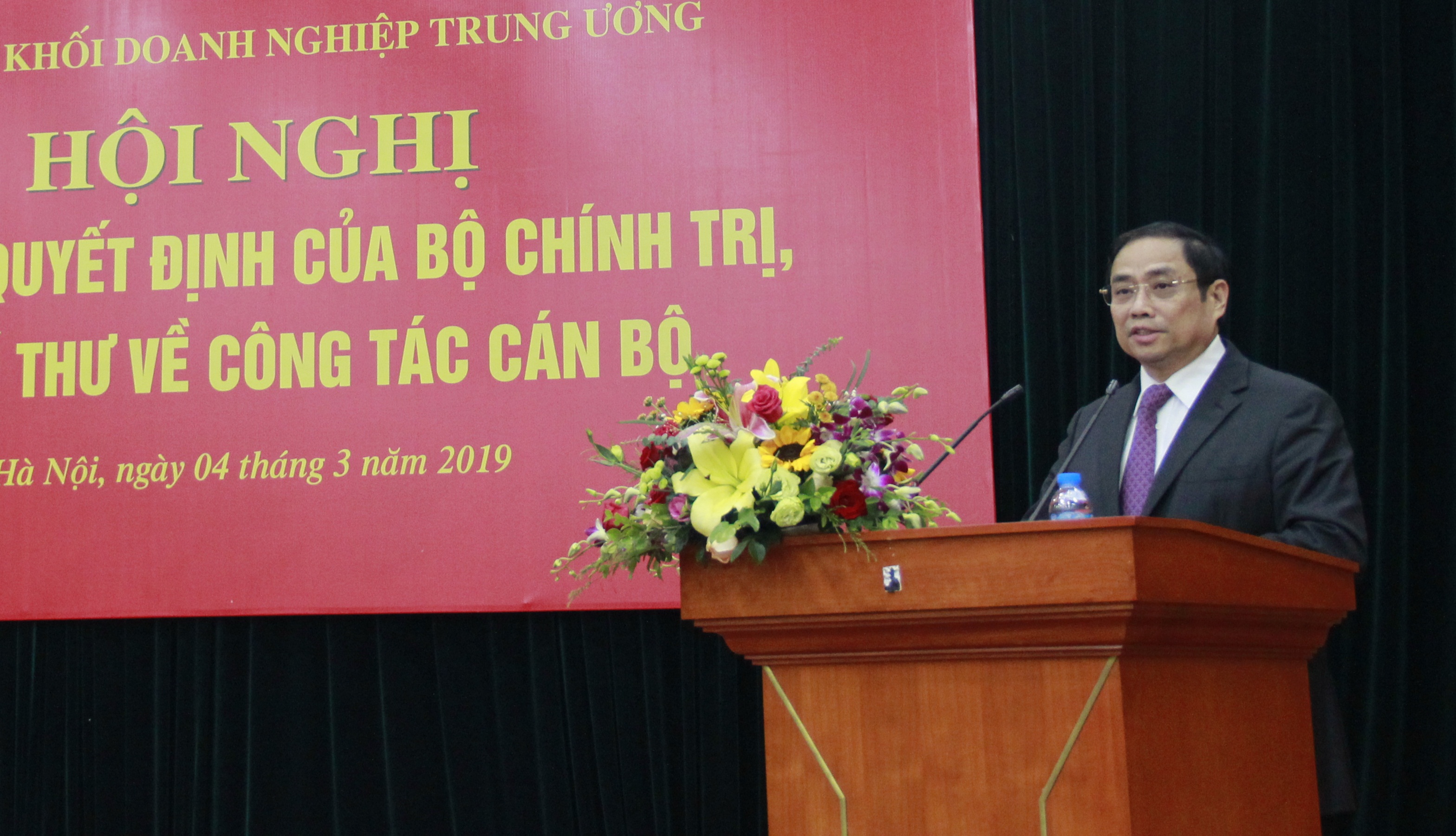 Đồng chí Phạm Minh Chính - Ủy viên Bộ Chính trị, Bí thư Trung ương Đảng, Trưởng Ban Tổ chức Trung ương phát biểu tại Hội nghị.