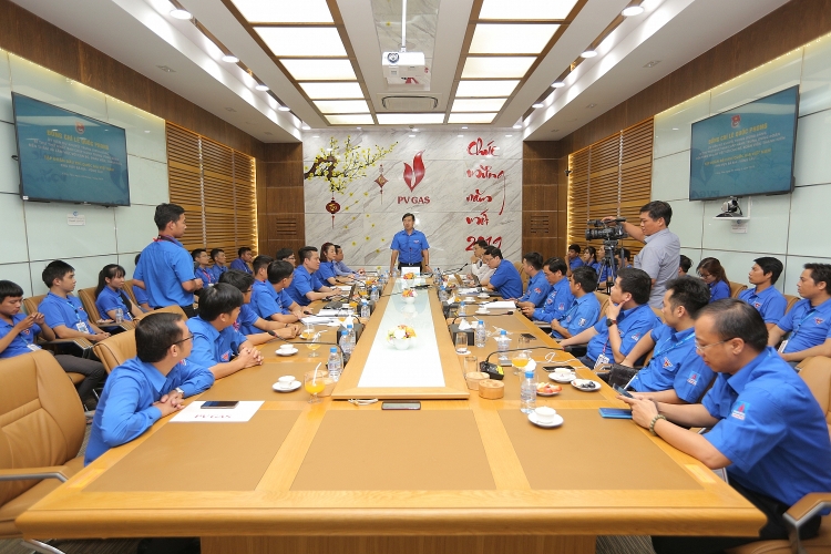 Đồng chí Lê Quốc Phong, Bí thư thứ nhất Trung ương Đoàn phát biểu tại buổi làm việc