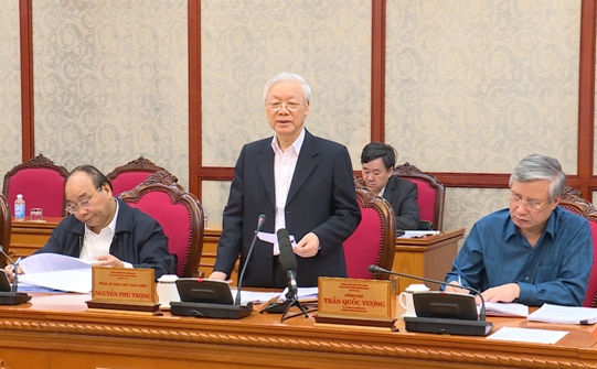 Tổng Bí thư, Chủ tịch nước Nguyễn Phú Trọng phát biểu tại buổi làm việc.