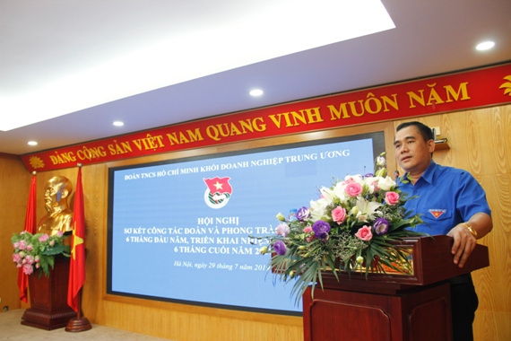 Đồng chí Vũ Đức Tú - Ủy viên Ban Thường vụ Trung ương Đoàn, Ủy viên Ban Chấp hành Đảng bộ Khối, Bí thư Đoàn Khối Doanh nghiệp Trung ương triển khai nhiệm vụ 6 tháng cuối năm 2019.