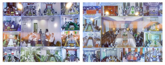 Các chi nhánh trên toàn hệ thống Vietcombank tham gia Hội nghị qua các điểm cầu truyền hình trực tuyến.