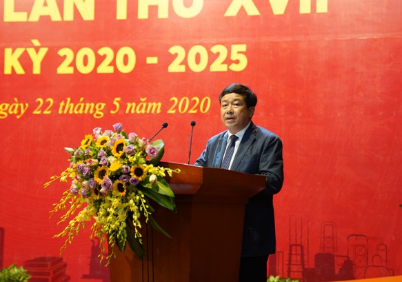 Đồng chí Phạm Xuân Cảnh - Phó Bí thư thường trực Đảng ủy, Thành viên HĐTV PVN phát biểu chỉ đạo tại Đại hội.