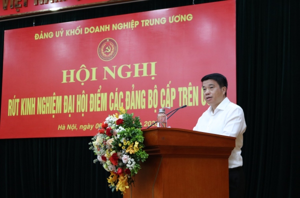Đồng chí Y Thanh Hà Niê Kđăm - Bí thư Đảng ủy Khối Doanh nghiệp Trung ương phát biểu tại Hội nghj.