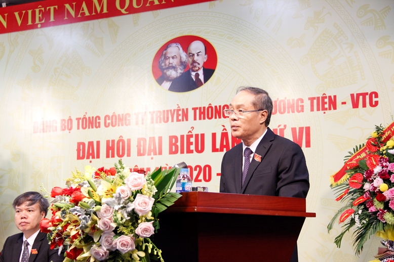 Đồng chí Lưu Vũ Hải - Ủy viên BCH Đảng bộ Khối Doanh nghiệp Trung ương, Bí thư Đảng ủy, Chủ tịch HĐTV Tổng công ty VTC phát biểu khai mạc Đại hội.