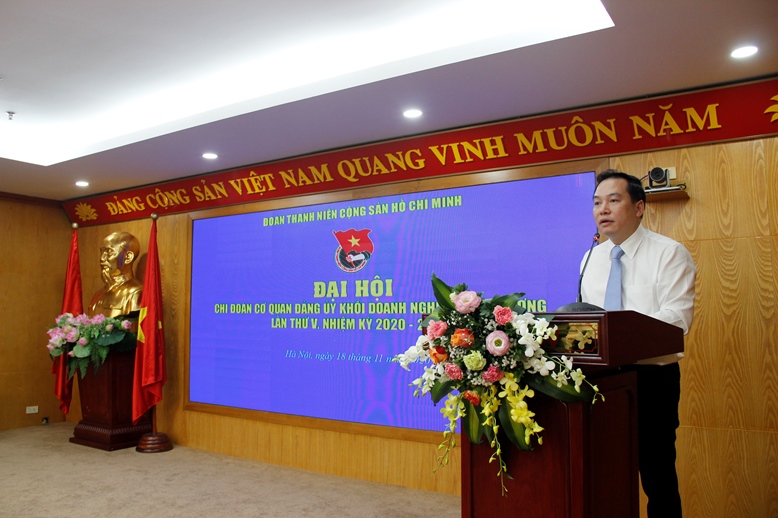 đồng chí Hồ Xuân Trường, Ủy viên Ban Thường vụ, Trưởng Ban Tổ chức Đảng ủy Khối, Phó Bí thư Đảng ủy Cơ quan phát biểu chỉ đạo Đại hội.