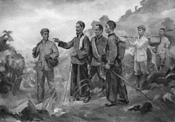 Tranh vẽ Bác Hồ về nước ngày 28-1-1941 (Ảnh: hochiminh.vn).