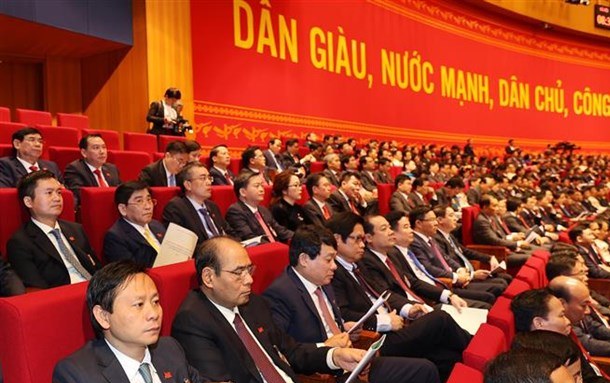 Đoàn đại biểu Đảng bộ Khối Doanh nghiệp Trung ương dự Đại hội. (Ảnh: TTXVN)