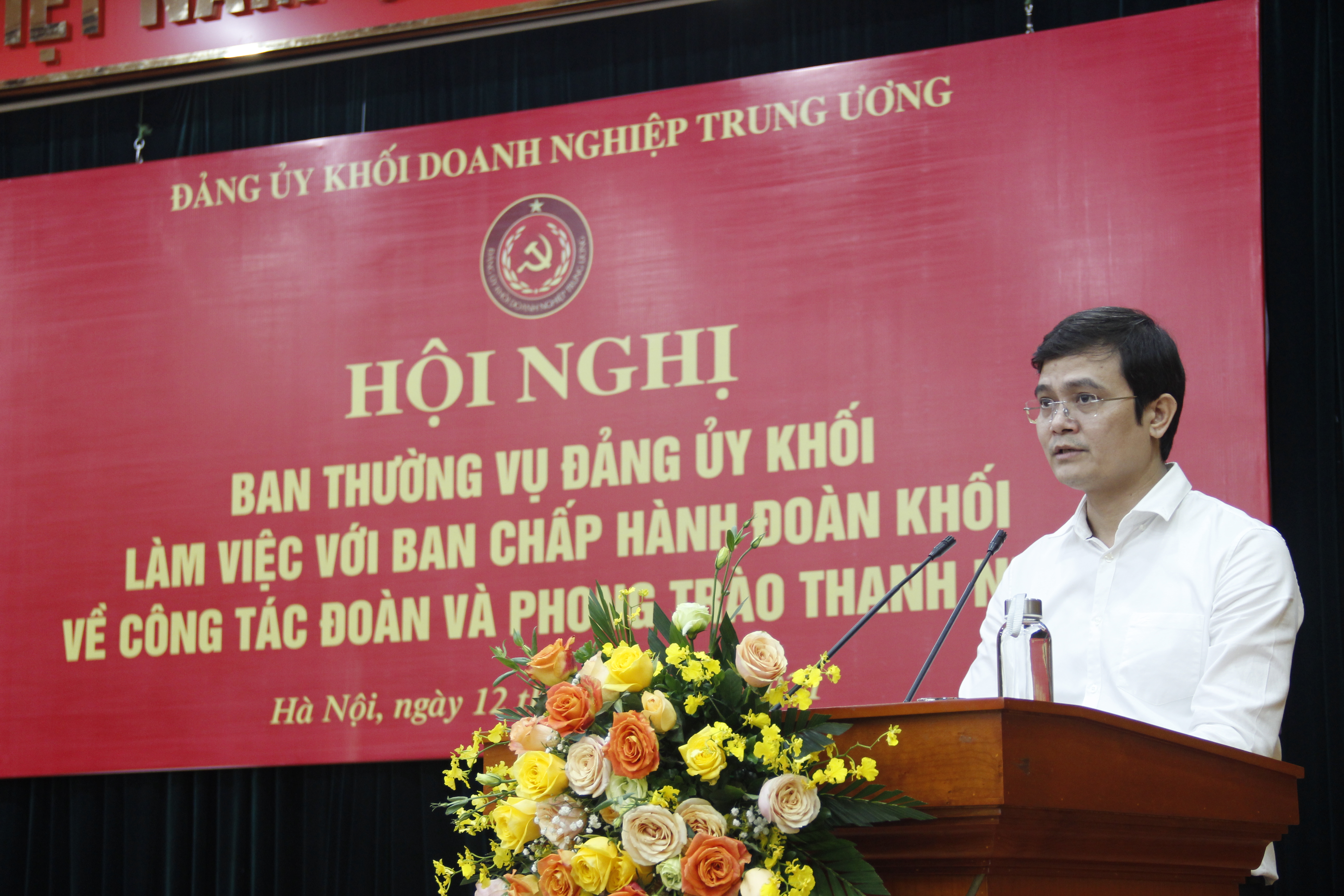 Đồng chí Bùi Quang Huy, Uỷ viên dự khuyết BCH Trung ương Đảng, Bí thư thường trực Trung ương Đoàn phát biểu.