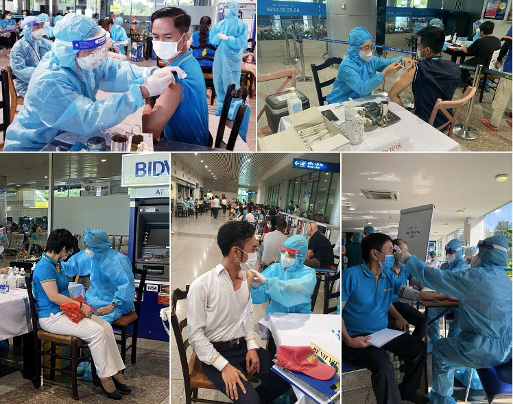 Tổ chức tiêm vắc xin để đảm bảo sức khỏe cho CBNV VIAGS Tân Sơn Nhất. (Ảnh: VIAGS TSN).
