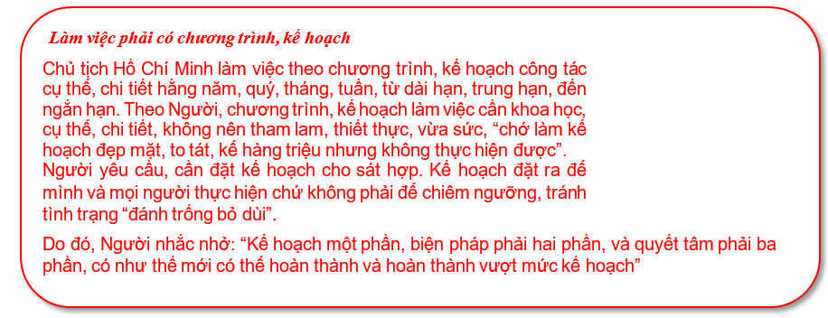 Một nội dung trong buổi sinh hoạt chuyên đề: Phong cách làm việc của Chủ tịch Hồ Chí Minh, năm 2020, Chi bộ Trung tâm NCUD thực hiện.