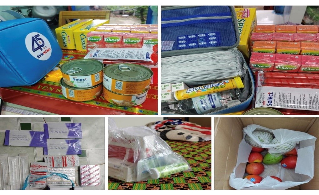 Túi thuốc y tế Công đoàn Điện lực Việt Nam hỗ trợ F0 điều trị.