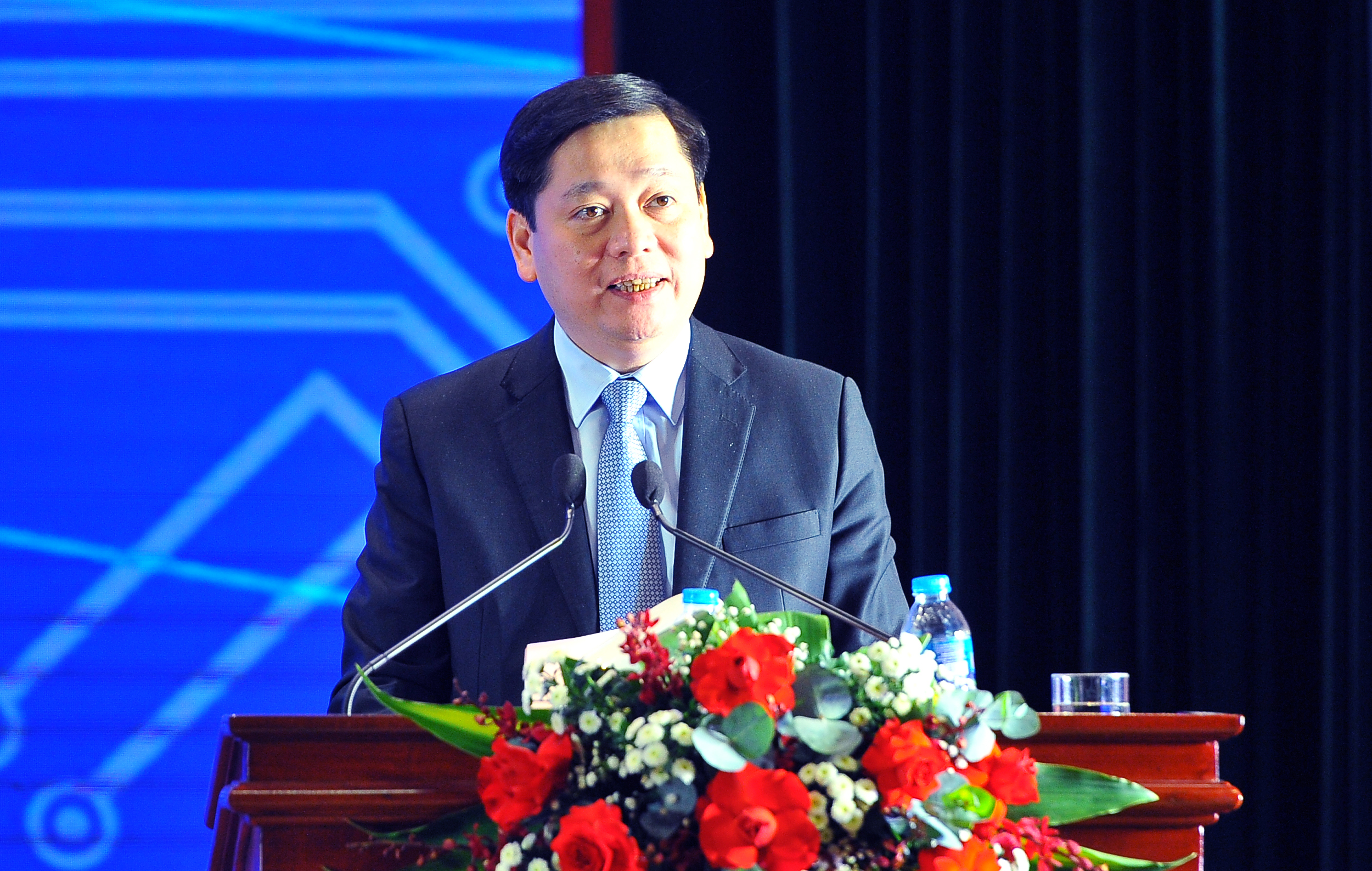 Đồng chí Nguyễn Long Hải, Uỷ viên dự khuyết BCH Trung ương Đảng, Bí thư Đảng uỷ Khối Doanh nghiệp Trung ương phát biểu tại buổi lễ.