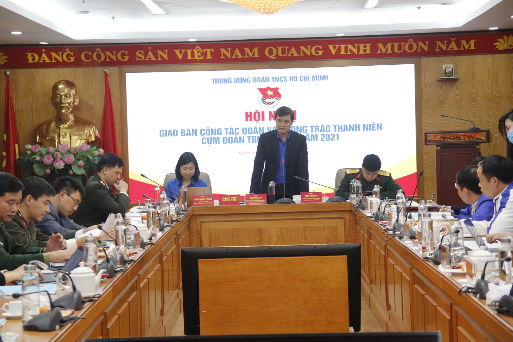 Đồng chí Bùi Quang Huy, Uỷ viên dự khuyết BCH Trung ương Đảng, Bí thư Thường trực BCH Trung ương Đoàn, Chủ tịch Trung ương Hội Sinh viên Việt Nam phát biểu Kết luận Hội nghị.