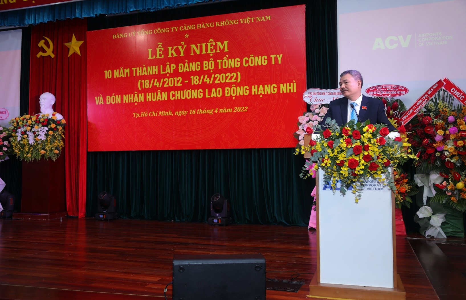 Đồng chí Lại Xuân Thanh, Bí thư Đảng ủy – Chủ tịch HĐQT Tổng công đọc diễn văn tại Lễ kỷ niệm