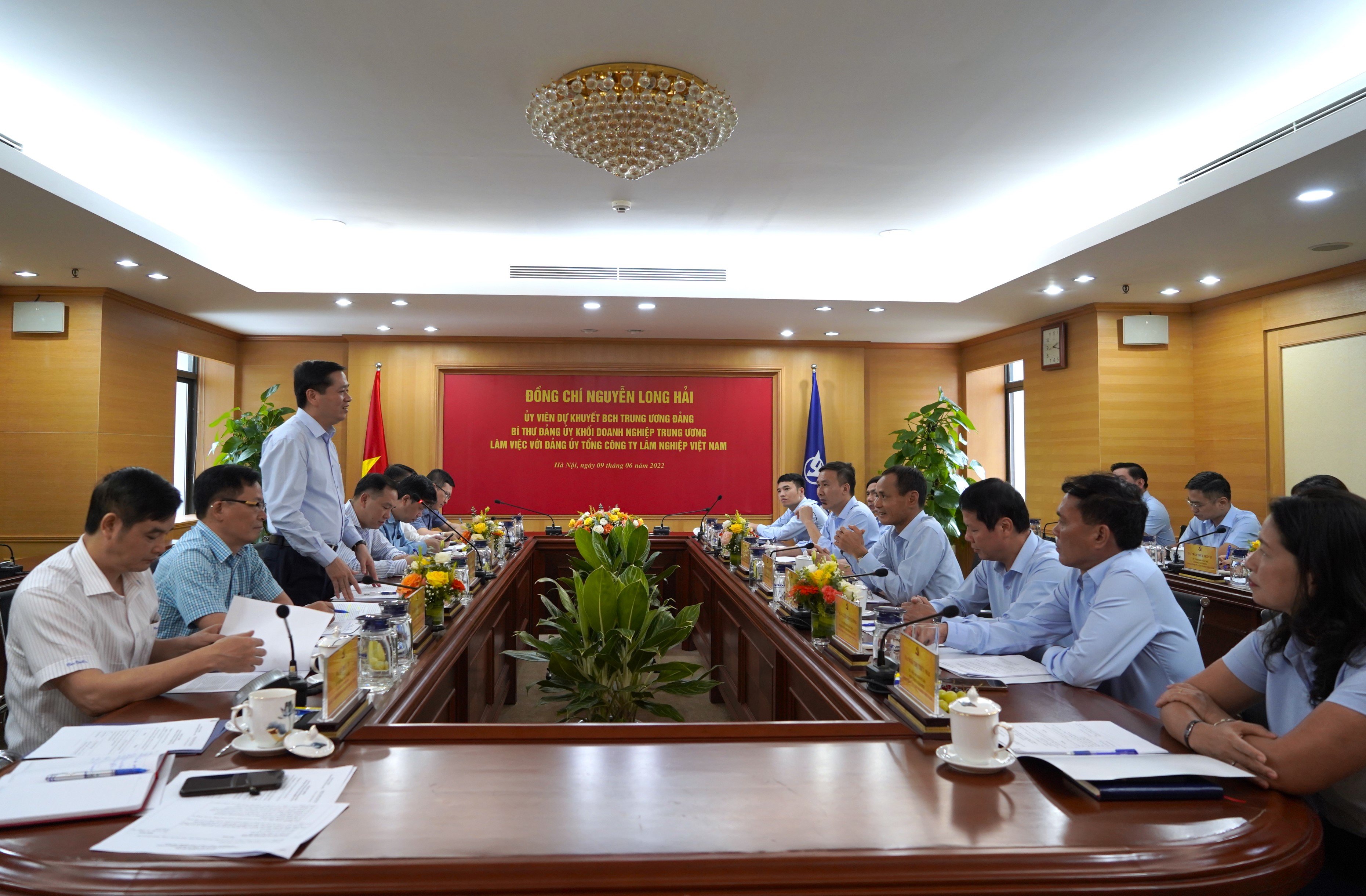 Đồng chí Nguyễn Long Hải, Ủy viên dự khuyết BCH Trung ương Đảng, Bí thư Đảng ủy Khối Doanh nghiệp Trung ương  phát biểu tại buổi làm việc.