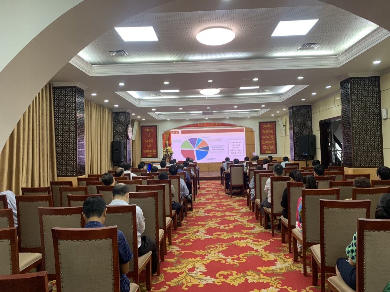 Các đại biểu tham dự Hội nghị tại điểm cầu Đảng uỷ .