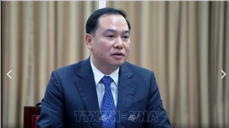 Phó Bí thư Đảng ủy khối doanh nghiệp Trung ương Hồ Xuân Trường phát biểu tại buổi làm việc. 