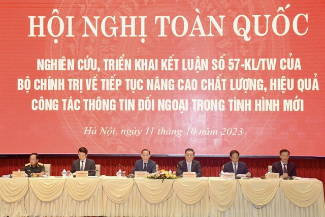 Hội nghị toàn quốc nghiên cứu, triển khai Kết luận số 57-KL/TW ngày 15/6/2023 của Bộ Chính trị về tiếp tục nâng cao chất lượng, hiệu quả công tác thông tin đối ngoại trong tình hình mới.