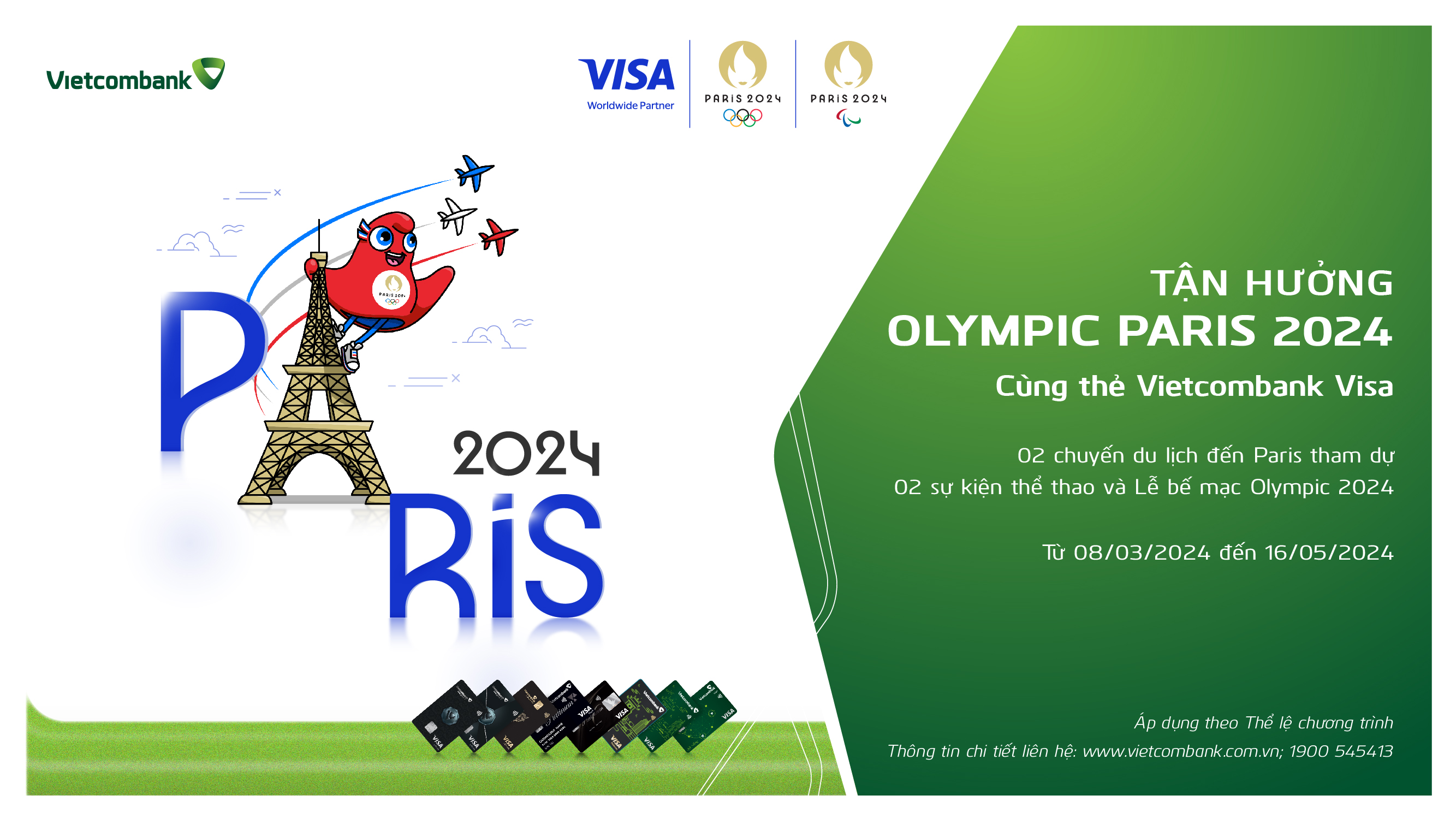 Vietcombank tổ chức chương trình khuyến mại “Tận hưởng Olympic Paris 2024 cùng Vietcombank Visa”.